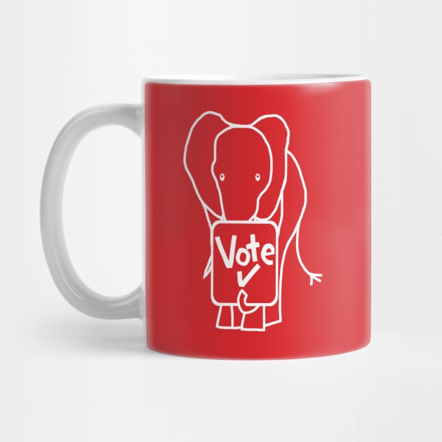 Elephant on Red says Vote by ellenhenryart